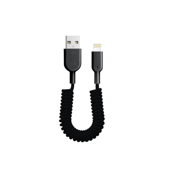 Spring Coiled USB Cable Retractable Fast Charging Data Cord For Mobile Phone Tablet Car Use
