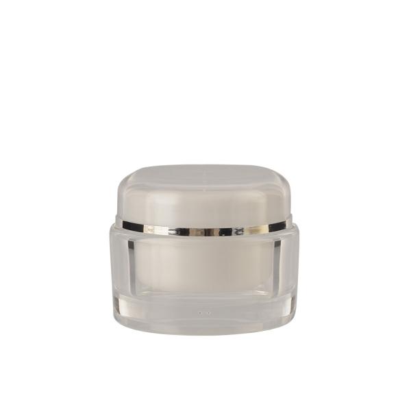 Frasco redondo acrílico do creme de Skincare dos cuidados capilares da parede dobro que empacota com tampão 15g 30g 50g da abóbada