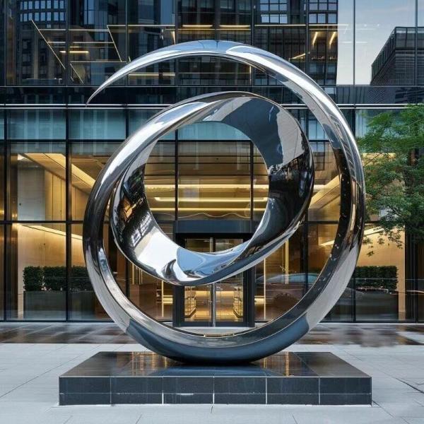 Custom Size Outdoor Garden Park Decoration Stainless Steel Metal Fountain Landscape Statue with Hard Enamel Technique