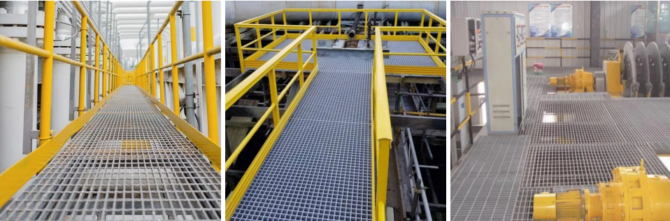 Hot Dip Galvanized Steel Grating Platform with Cold Dip Galvanized and PVC Coated Non-Slip Surface