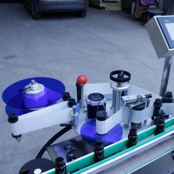Automatic PLC Control Round Bottles Cans Jars Labeling Machine For Liquid  Sauce Oil