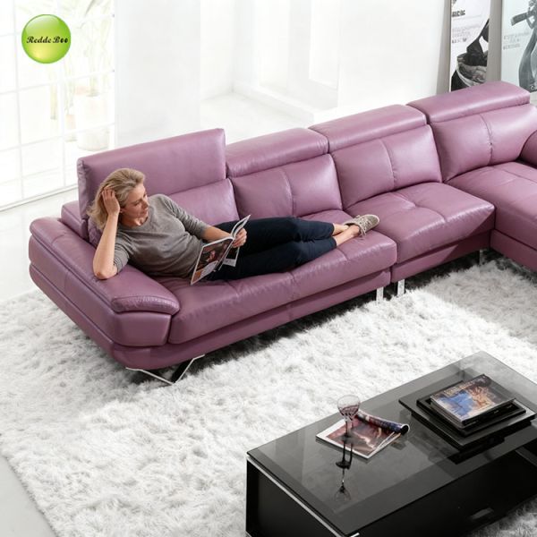 Purple Leather Angled L Shaped Sectional Sofa 80 X 80 8 Piece Reversible