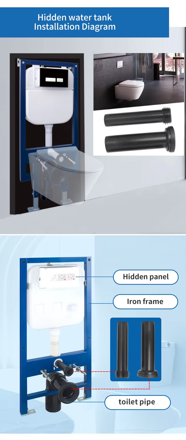 Modern 300mm Length Wall-Mounted Toilet Pipe Connector Set For Bathroom And Toilet Accessories