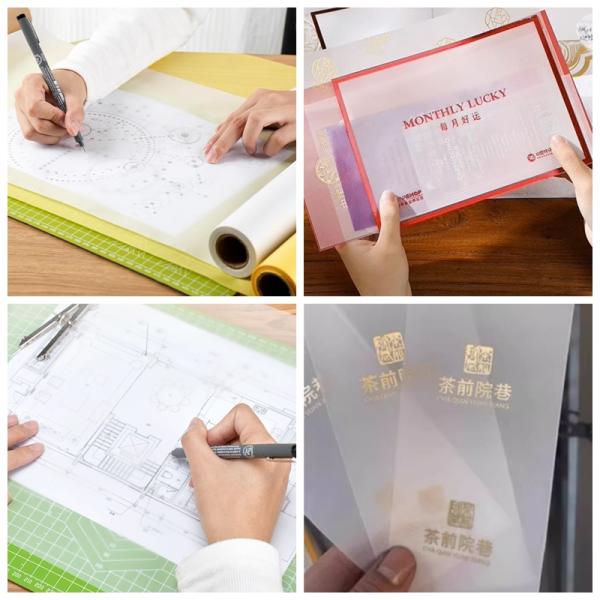 610 мм х 150 футов 73 грамм 83 грамм Прозрачная чернильная печать Прозрачная бумага для подарочной упаковки