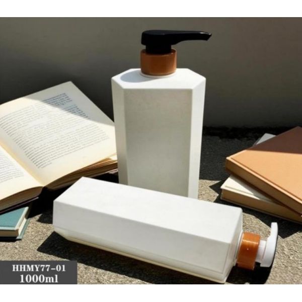 Customized Plastic Luxury Square Shampoo Bottles 1000ml PE Bottle