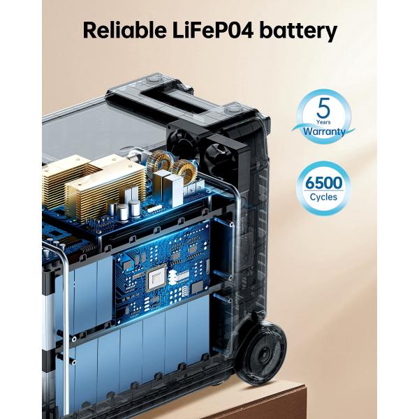 Portable Power Station 4000W LiFePO4 Battery Solar Generator and UPS Function for Home Use
