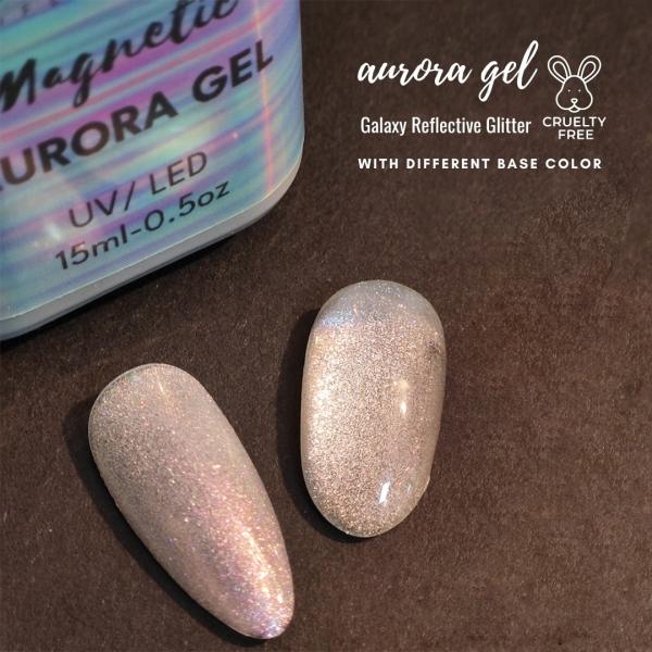 UV Gel Cat Eye Beige Nail Polish Crystal Magnetic Effect and HEMA FREE Formula for Press on Nails