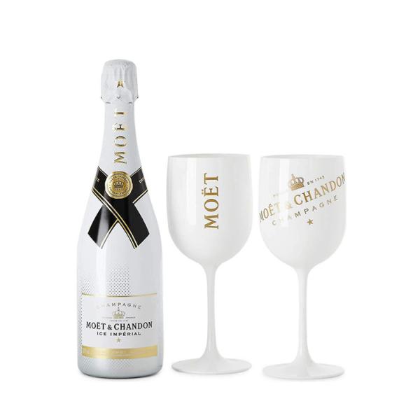 Reusable White Plastic Moet Chandon Ice Imperial Glasses 450ml 15.5oz