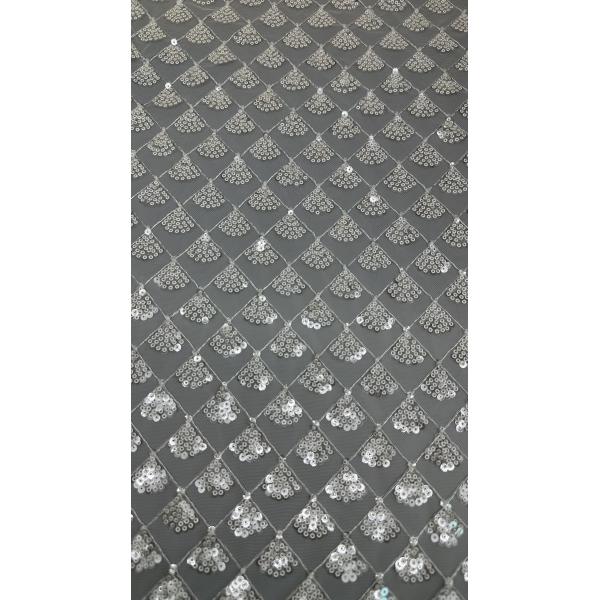 Leafy 3D Floral Fabric Sequin Elegant Mesh Lace Fabric Luxury Occasion Evening Fabric