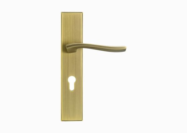 Security Luxury Solid Brass Gold Interior Door Pull Handle Lock Set 133mm 63mm