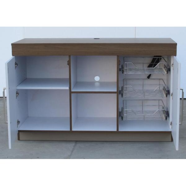 White Color Hotel Microwave Fridge Cabinet HPL Top With Side Mounted