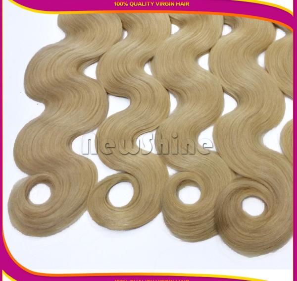 Original 100%  Brazilian Human Hair Wefts Premium Blonde 613#  Virgin Hair Body Wave Lace Closure To Match