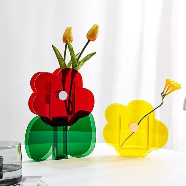 Clear Transparent Flower  Acrylic Glass Vase Nordic Plant Clear Gold Wedding Crystal