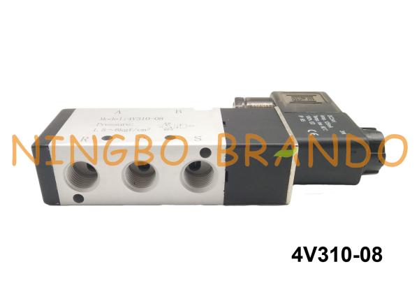 BSP 1/4 tipo único solenoide DC12V DC24V de 4V310-08 AirTAC da maneira pneumática da válvula de solenoide 5/2