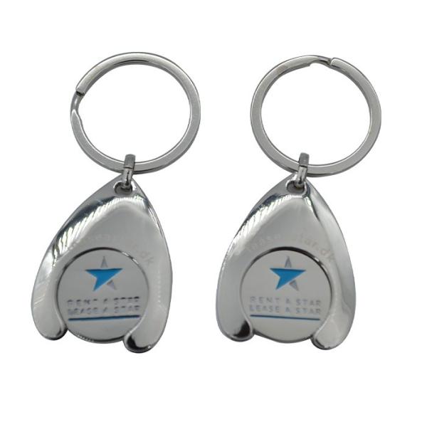 Shopping Promotional Metal Coin Keychain Custom Size Key Holders