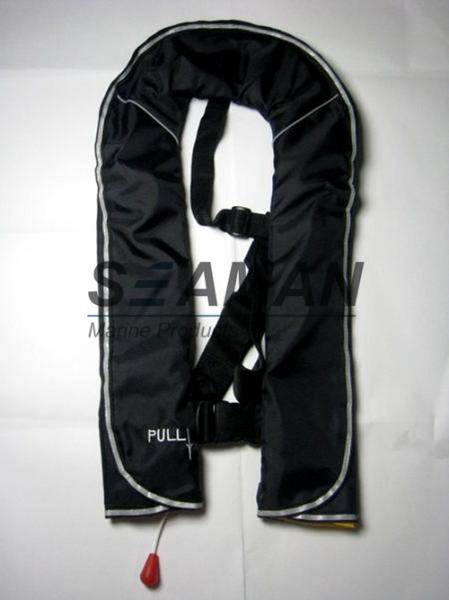 EC / MED Approval 150N Orange Red Double Air Chamber Inflatable Life Jacket With Harness