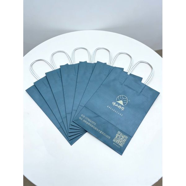 Customized Kraft Paper Twisted  Handle Bag Printing Take Away Bag