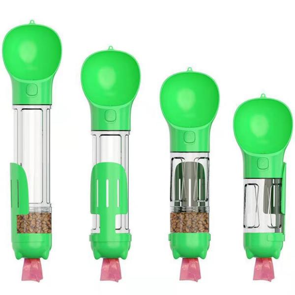 Dispensador de agua para mascotas plegable 4 en 1 botella para perros a prueba de fugas 300/500ml Perrito de viaje portátil