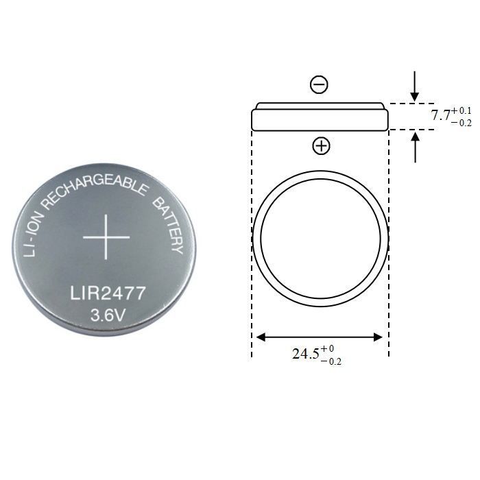 монетка клетки лития батареи кнопки 3.6V 200mAh LIR2477 перезаряжаемые