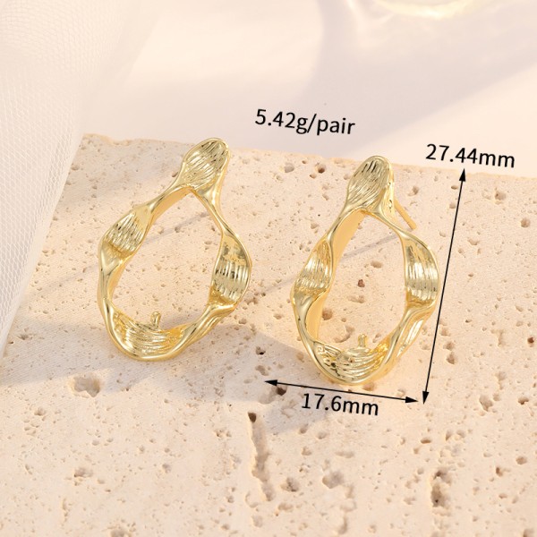 Jiexing Fashion 18k Gold Plated Stainless Steel Earrings Petal C Shaped Irregular Folding Women's Earring Accessories