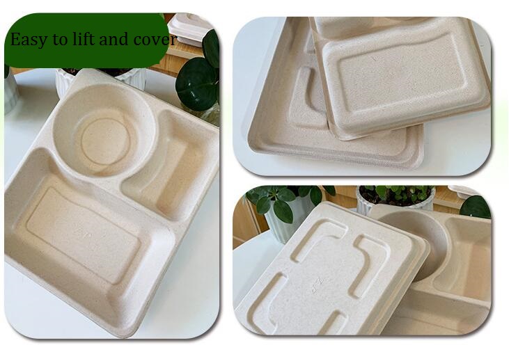 Соломы пшеницы Tableware отсека УПРАВЛЕНИЯ ПО САНИТАРНОМУ НАДЗОРУ ЗА КАЧЕСТВОМ ПИЩЕВЫХ ПРОДУКТОВ И МЕДИКАМЕНТОВ 6 коробка для завтрака Degradable устранимая