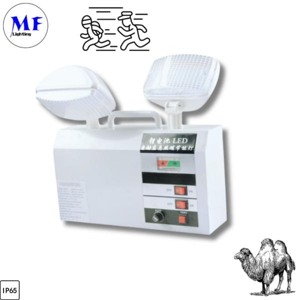 LED Emergency Light IP65 Adjustable Double Head 180lm/W High Brightness Fire Waterproof Wall Mount Battery Back Up 3hours Industrial Factory Office ABS