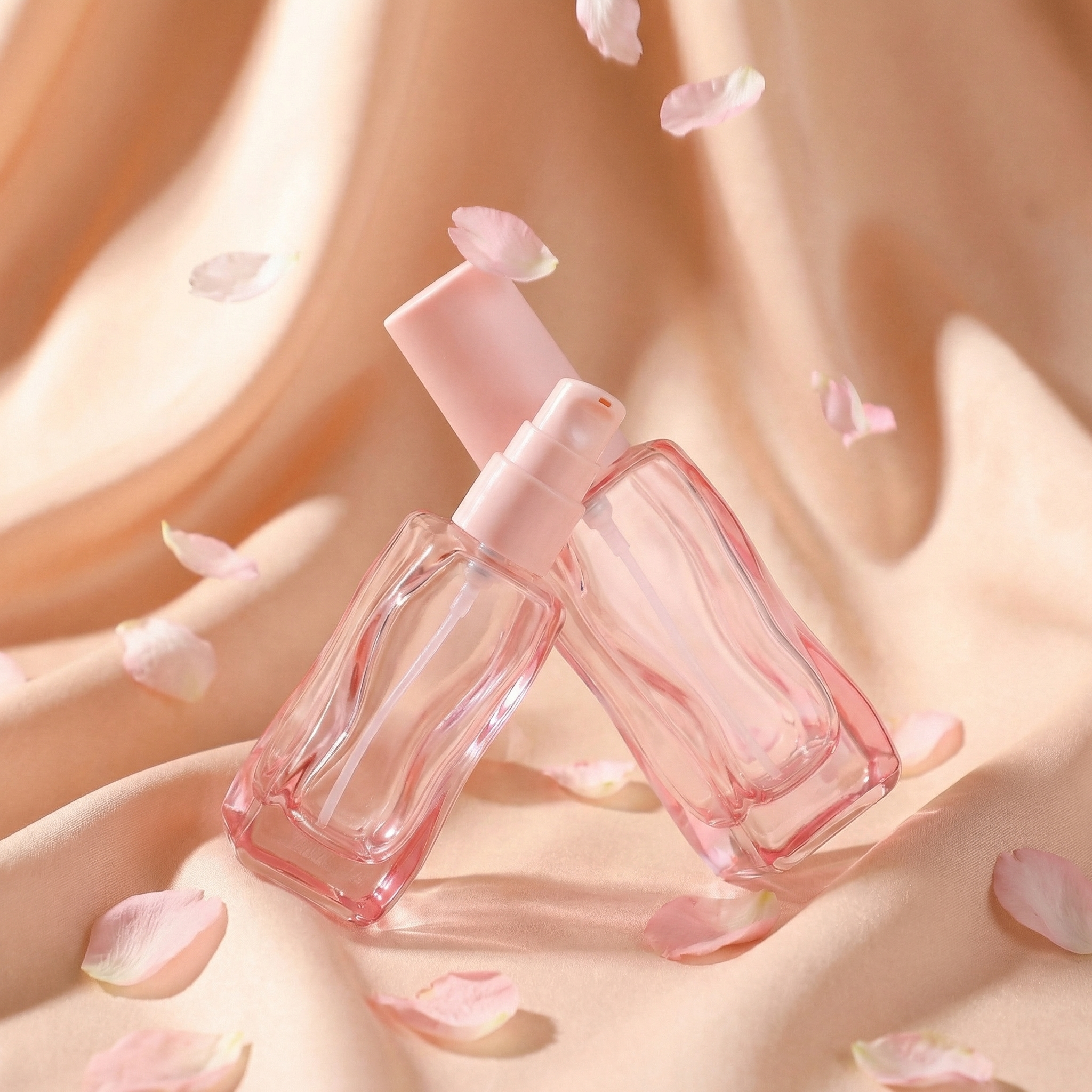 Empty Glass Lotion Pump Bottles 125ml Square Cosmetic Skincare Body Lotion
