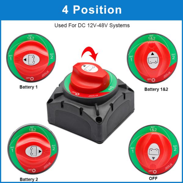 Automotive Cut Off Disconnect 4 Position Marine Isolator Switch 600A For Truck Yacht