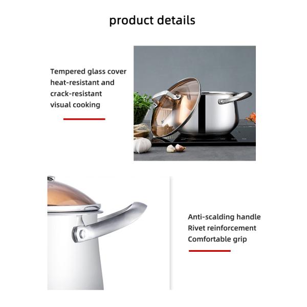 Factory Kitchen 304 Stainless Steel Steamer Pot Soup Pot Milk Pot Cooking Ware With Lid
