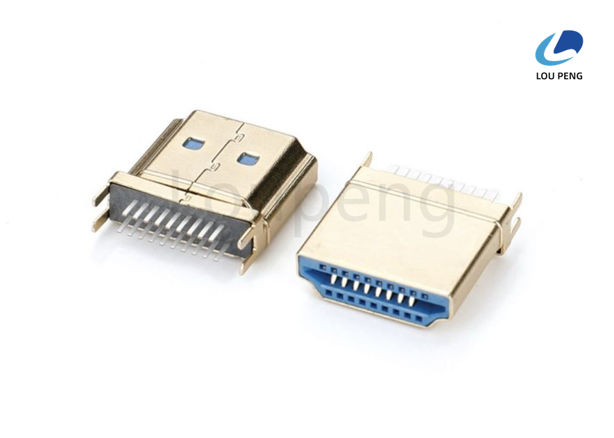 Copper Alloy C2680 Shell Material HDMI Connector Including 1u Au Contact Finish and 30 Milliohms Max Contact Resistance for Data Transmission