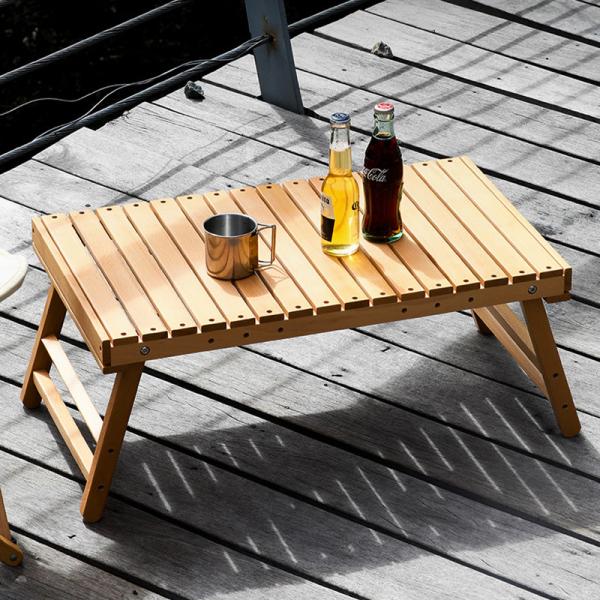 Compact Wood Collapsible Camping Table 67x39x28cm 3.7kg
