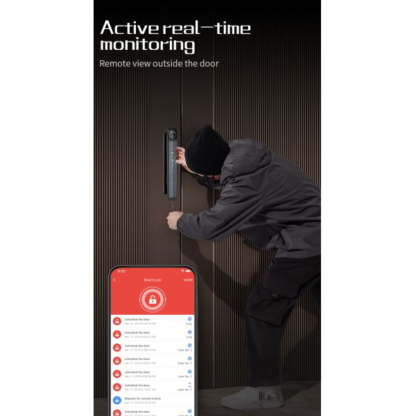 Qleung S940max Fully Automatic Lock with 3D Face Recognition and Palm Vein Unlock Tuya Smart Home Door Lock
