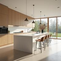 Armoire de rangement de garde-manger de cuisine italienne de luxe moderne en bois massif, meubles de cuisine complets avec îlots