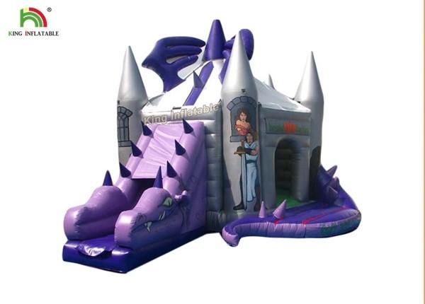 Customized Purple Dragon Inflatable Jumping Castle With Slide For Kids