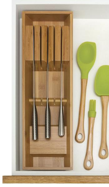 Eco Friendly Bamboo Knife Block , Bamboo Knife Holder Drawer Easy Cleaning