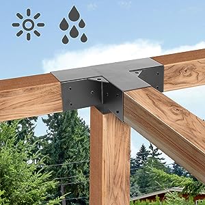 4 pouces de revêtement en poudre noire en métal bois bricolage kit de matériel de pergola pour gazebo lourd