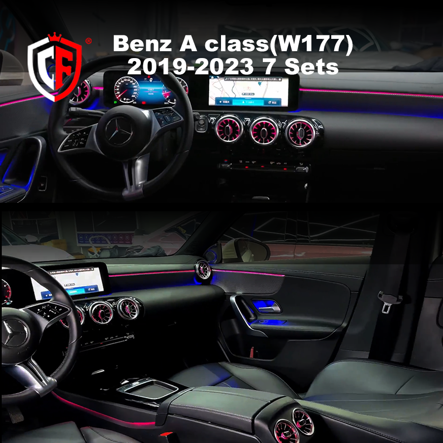 7 Piece LED Ambient Lighting Kit For Mercedes Benz A Class W177 2019-2025 Interior
