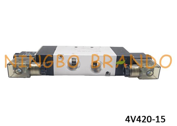 5/2 da válvula direcional elétrica do ar da bobina do dobro da maneira 4V420-15 1/2” NPT de componente de alumínio da automatização do corpo