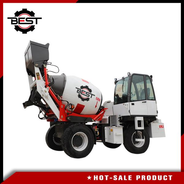 White Concrete Transit Mixer Truck With Moving Arm Self Propelled Concrete Mixing System