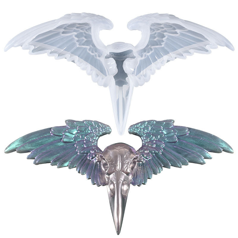 Dropping Glue DIY Mold Crow Skull Skeleton Gothic Style Pendant Eagle Spreading Wings Ornament Silicone Mold