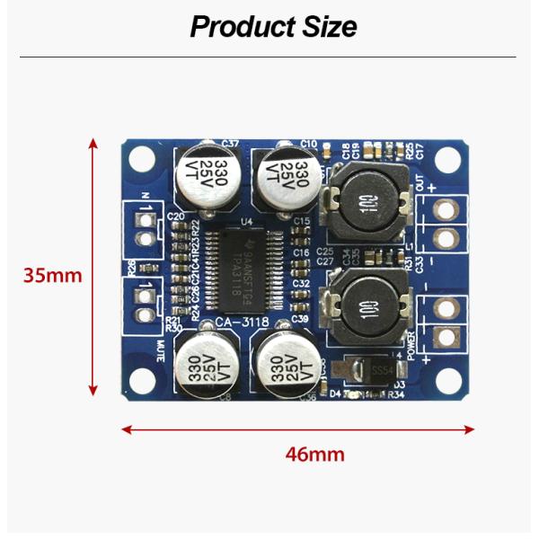 Tpa3118 1X60W 12-24V PBTL Mono Class D Digital Power Amplifier Board для аудиомодуля