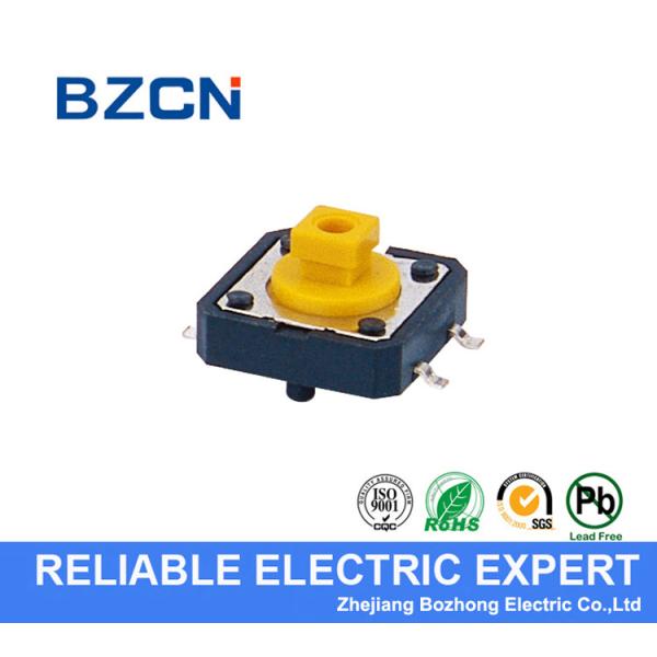 Yellow Square Button SMD Tactile Switch 4 Pin Light And 12X12X7.3mm Size