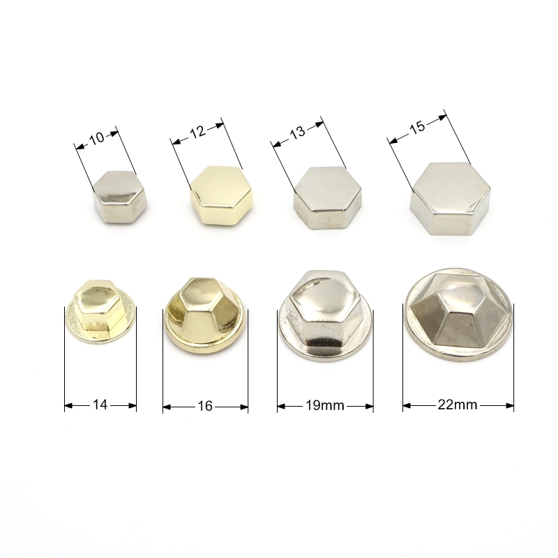 Light Gold Zinc Alloy Rivet Flat Hex Head Rivets 12mm With Screw