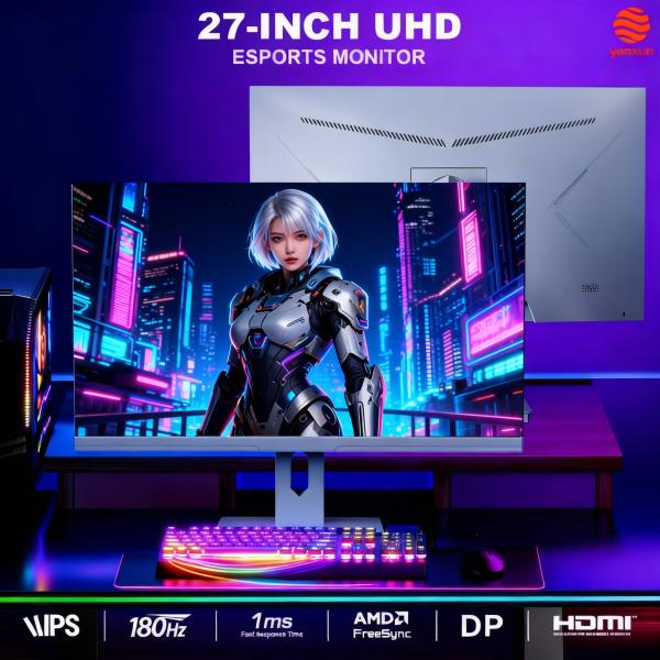 Yanxun 27 1080P 240Hz IPS Gaming Monitor | Ring RGB Glow & Sleek Contours, 1ms GTG, 99% sRGB, FreeSync Compatible, Flicker-Free Eye Care