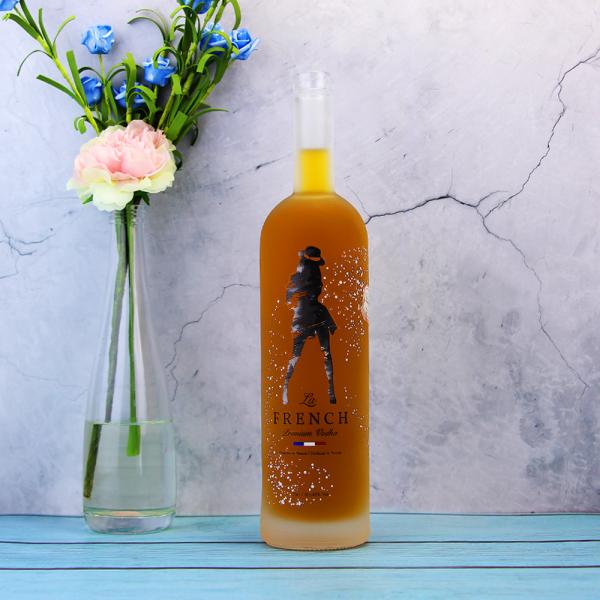 Wholesales 750ml 1000ml Frosted Decal Glass Bottle for Beer Vodka Whisky Spirits