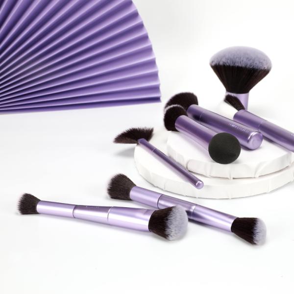 ISO9001 Purple 7 Piece Makeup Brush Set Synthetic Makeup Brushes Anti Bac