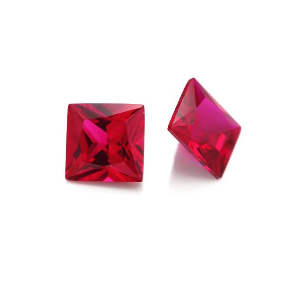 Princess Square Cut Synthetic Ruby 5# Corundum Loose Gemstone Moissanite For Engagement Rings