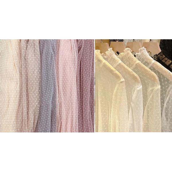 145cm Wedding Dress Mesh Crepe Woven Fabric Dot Tulle Style 50-90gsm