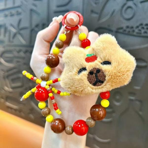 Bunny Faux Fur Pompom Keychain Car Handbag Lovely Cute Plush Keychain