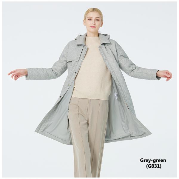 Center Back 98 - 106Cm Green Coat Light Puffer Coat Womens With Belt Lining Soft